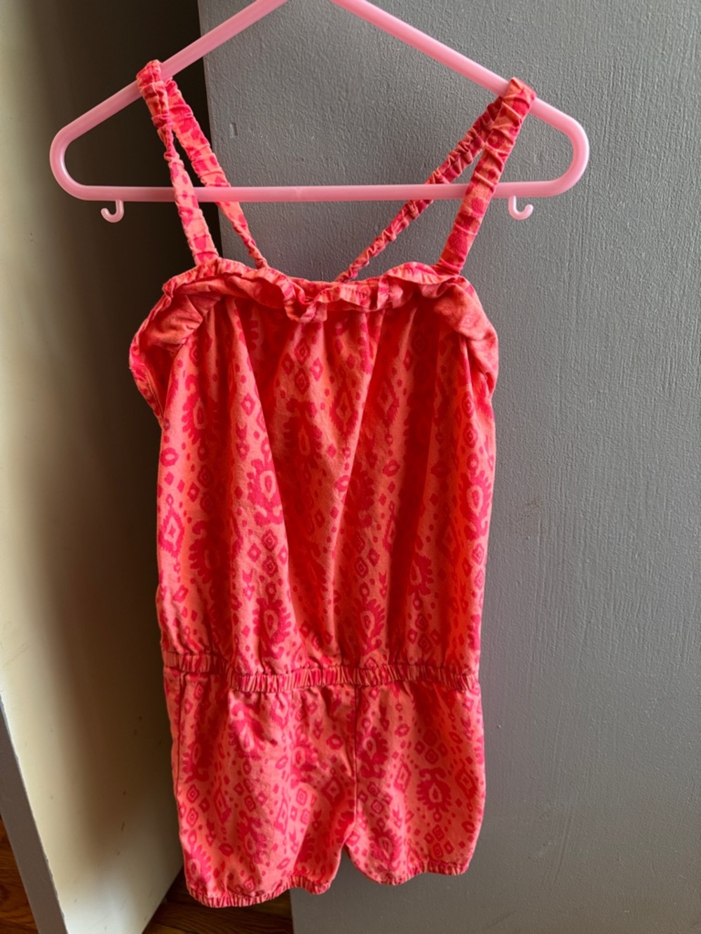 Cherokee Pink Printed Girls Tank Romper